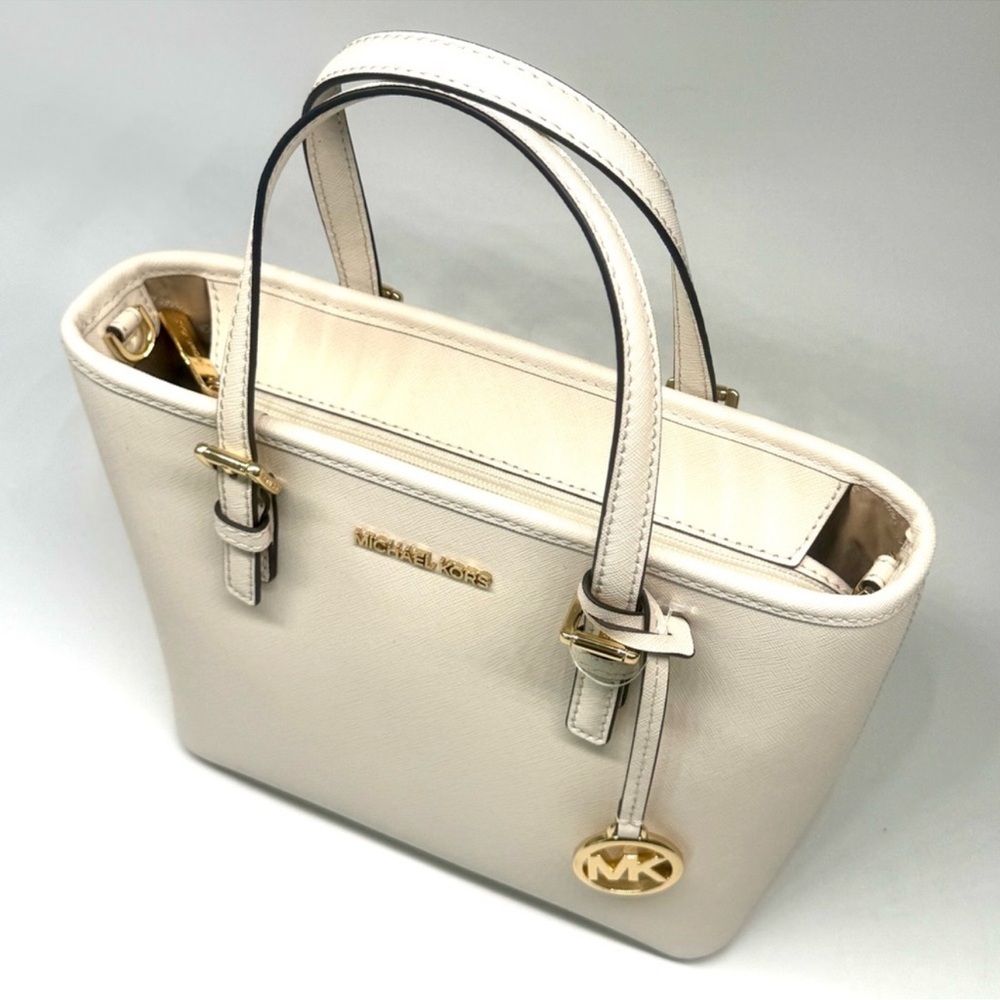 Michael Kors XS Jet Set Travel Top Zip Tote Bag Leather Light Cream - Picture 6 of 9